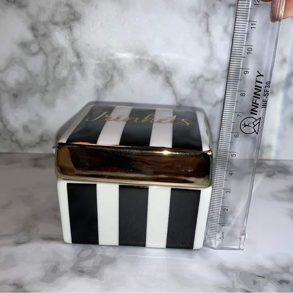 Black & White Stripe โTrinketโ Box with Gold Detail - Picture 10 of 13